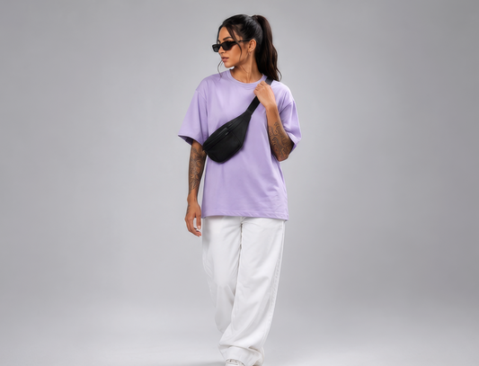 Oversized Tee Lilac Grey For Women