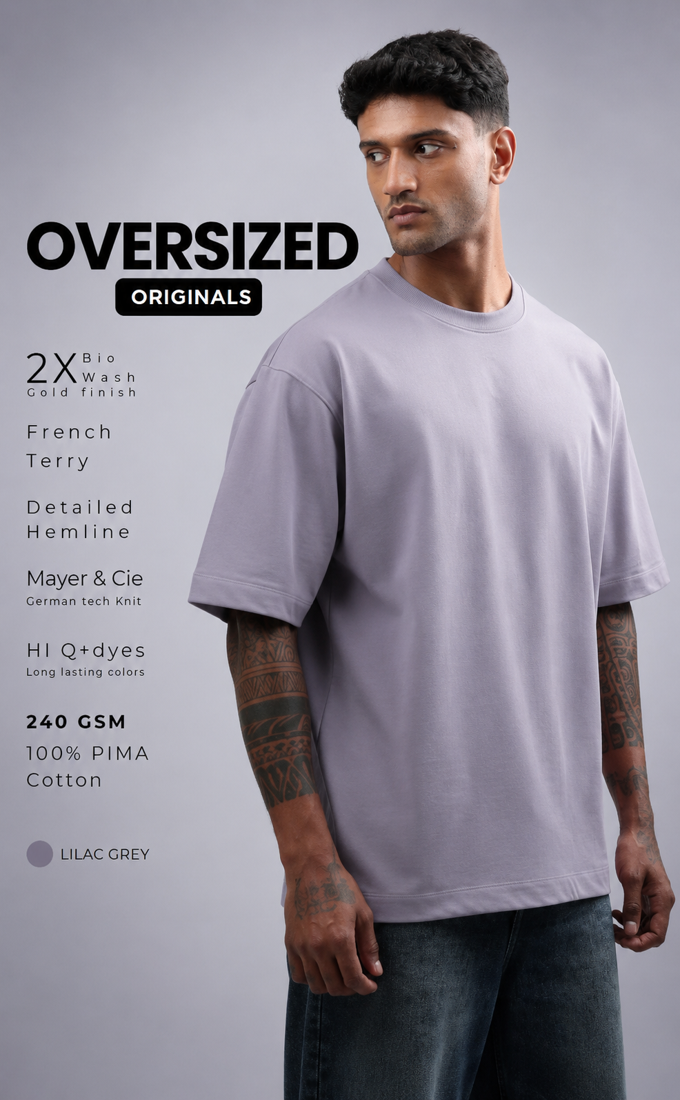 Oversized Tee Lilac Grey
