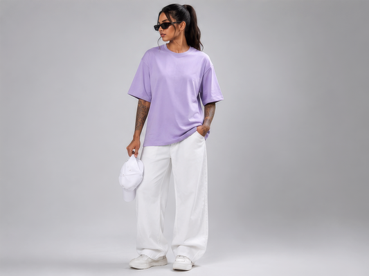 Oversized Tee Lilac Grey For Women